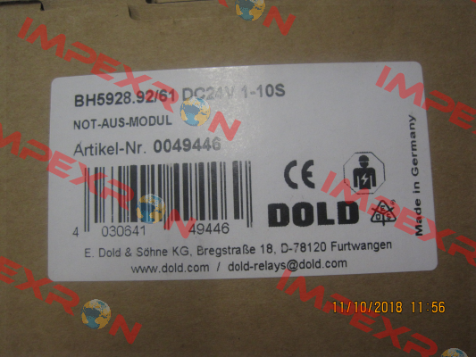 Art. No. 0053813, Type:BH5928.92/61 DC24V 1-10S  Dold