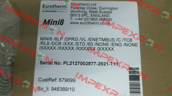 MINI8/8LP /0PRG /VL /ENETMBUS /C /TC8 /RL8 /DO8 /XXX /STD /60 /​NONE /ENG /NONE /XXXXX /XXXXX /XXXXXX /XXXXX Eurotherm