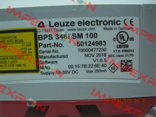 p/n: 50124983, Type: BPS 348i SM 100 Leuze