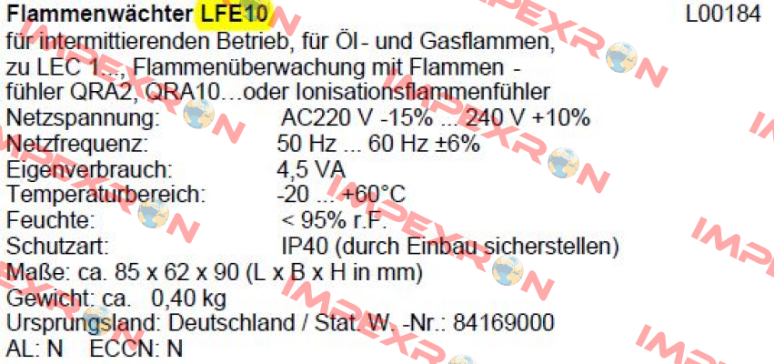 LFE10 (L00184) Siemens (Landis Gyr)