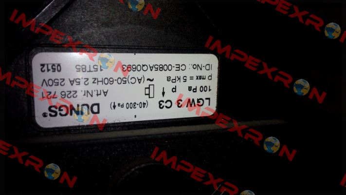 LGW 3 C3, Art.N 226721 -  not available possible replacement(LGW 3 A2-7 / 257435;LGW 3 A2-7 / 257435;LGW 3 A4, 0.4 / 221590;DMV-D 503/11 / 222 326)  Dungs